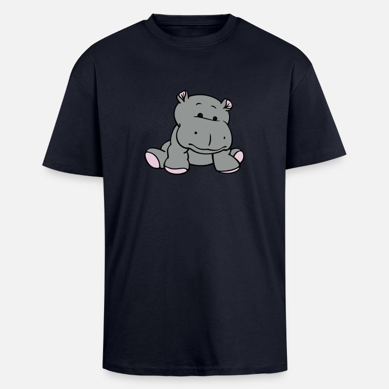 Hippo- / Nilpferd- / Flusspferd-Baby (3C) - Oversized Heavyweight Unisex T-Shirt - French Navy