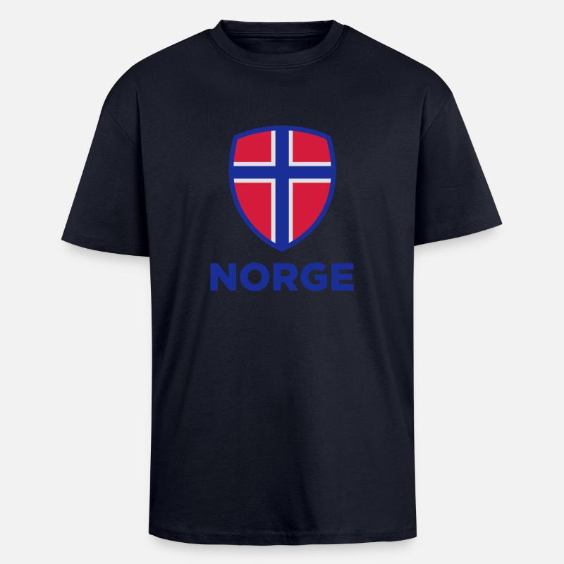 Drapeau national de Norvège - T-shirt unisexe oversize épais - bleu marine