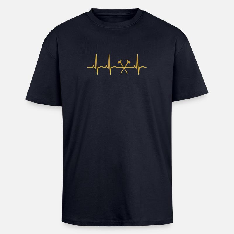 evolution ekg heartbeat FIREFIGHTER - Unisex Oversized Heavyweight T-shirt - french navy