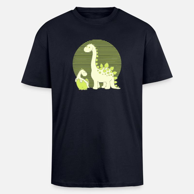 Dinosaur Mom with Hatching Egg - Oversized Heavyweight Unisex T-Shirt - French Navy