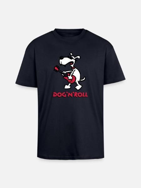 dog_n_roll_b_3c_white - Unisex Oversized Heavyweight T-shirt - french navy