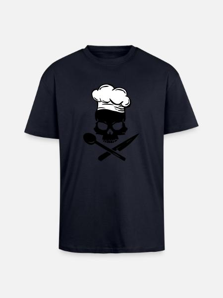 Cooking Skull - Oversized Heavyweight Unisex T-Shirt - French Navy