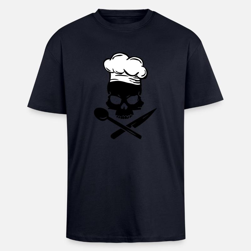 Cooking Skull - Oversized Heavyweight Unisex T-Shirt - French Navy