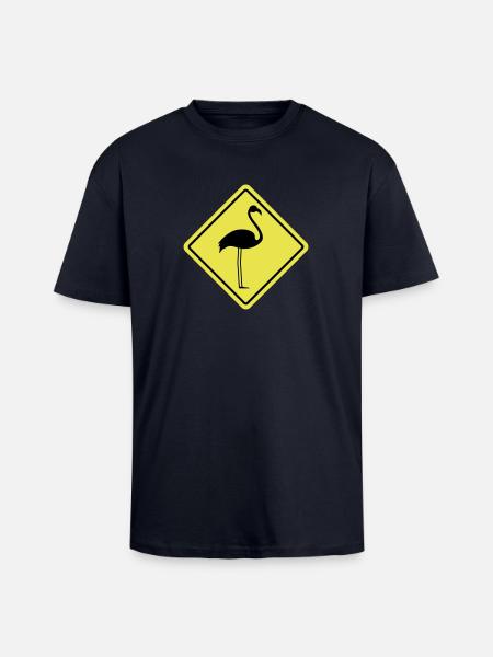 Flamingo Sign - Unisex Oversized Heavyweight T-shirt - french navy