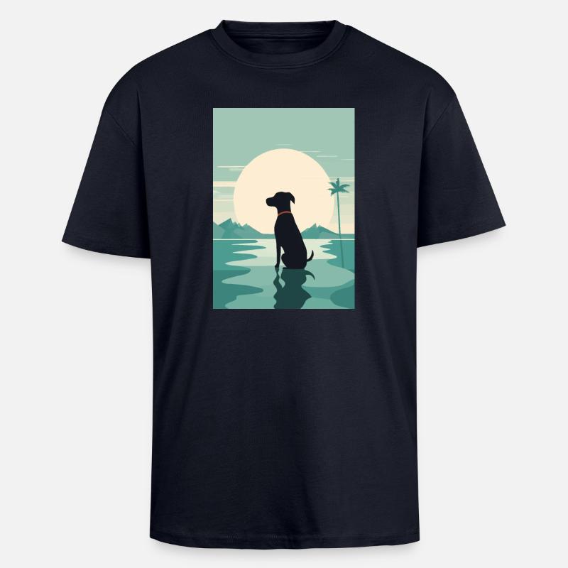 Hund am Wasser - Oversized Heavyweight Unisex T-Shirt - French Navy