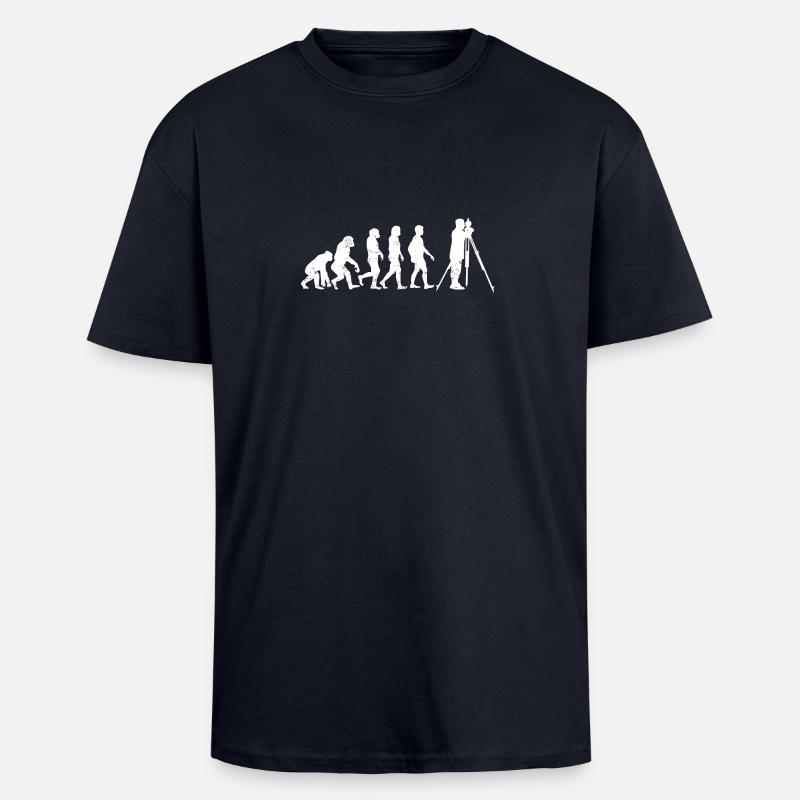 évolution arpenteur-géomètre, professions - T-shirt unisexe oversize épais - bleu marine