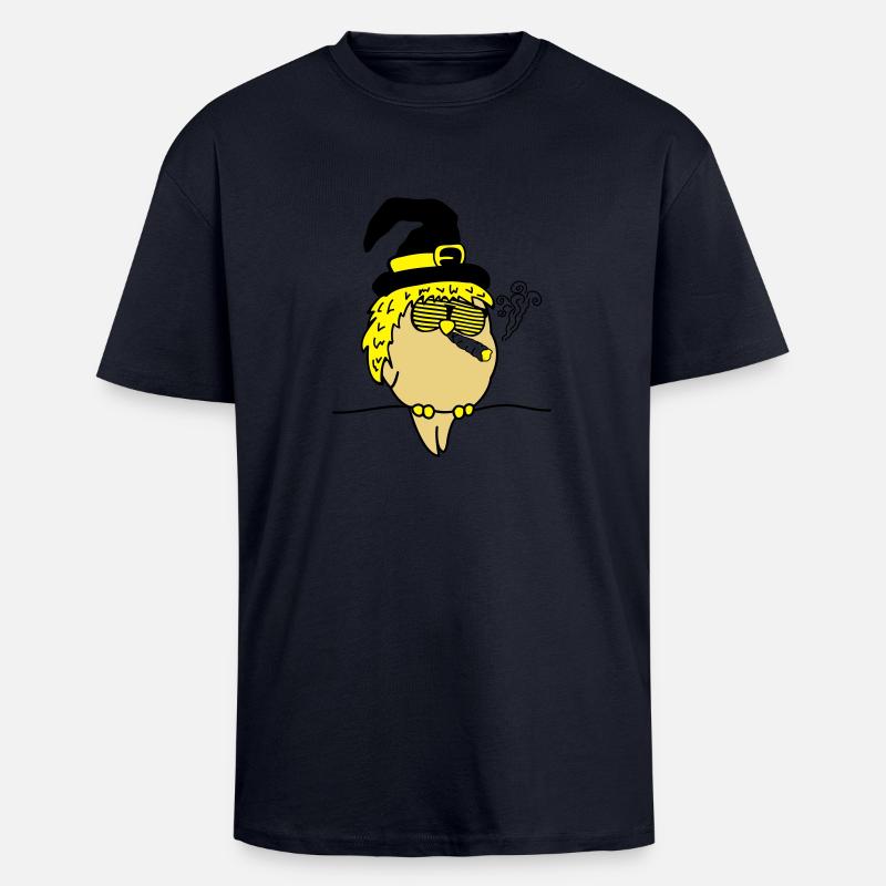 bird_witch_smoke_02 - Oversized Heavyweight Unisex T-Shirt - French Navy