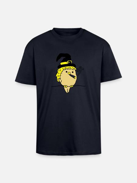 bird_witch_smoke_01 - T-shirt unisexe oversize épais - bleu marine