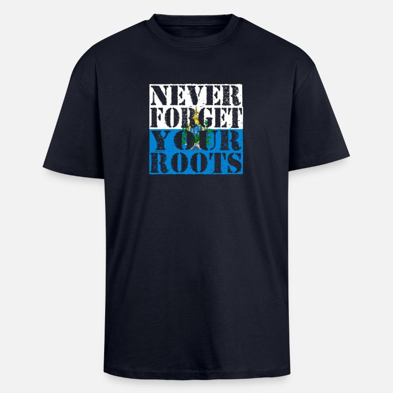 Never-Forget-Roots-Wurzeln-San-Marino - Oversized Heavyweight Unisex T-Shirt - French Navy