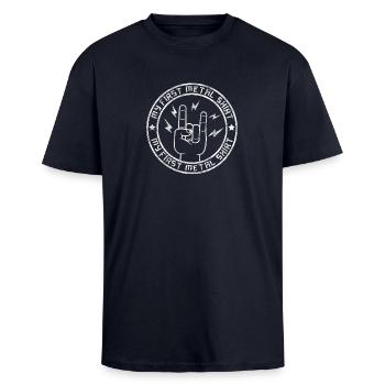 My first Metal Shirt Geschenk Heavy Metal Musik - Oversized Heavyweight Unisex T-Shirt - French Navy - Vorne - Alina (178cm) & Michal (187cm)