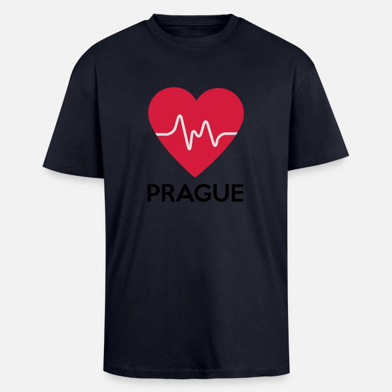 Herz Prague - Oversized Heavyweight Unisex T-Shirt - French Navy