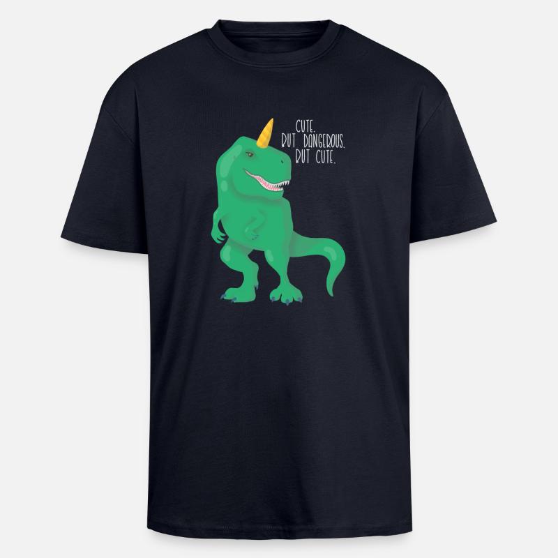 Dino Einhorn T-Rex - T-shirt unisexe oversize épais - bleu marine