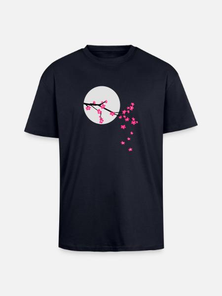 Sakura - T-shirt unisexe oversize épais - bleu marine