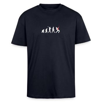 guitare - T-shirt unisexe oversize épais - bleu marine - Devant - Alina (178cm) & Michal (187cm)