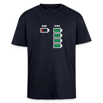 Dad Kinder Ladebalken Batterie 4 Kinder Shirt - Oversized Heavyweight Unisex T-Shirt - French Navy - Vorne - Alina (178cm) & Michal (187cm)