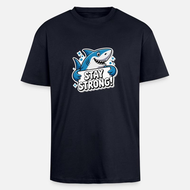 REQUIN, RESTE FORT - T-shirt unisexe oversize épais - bleu marine