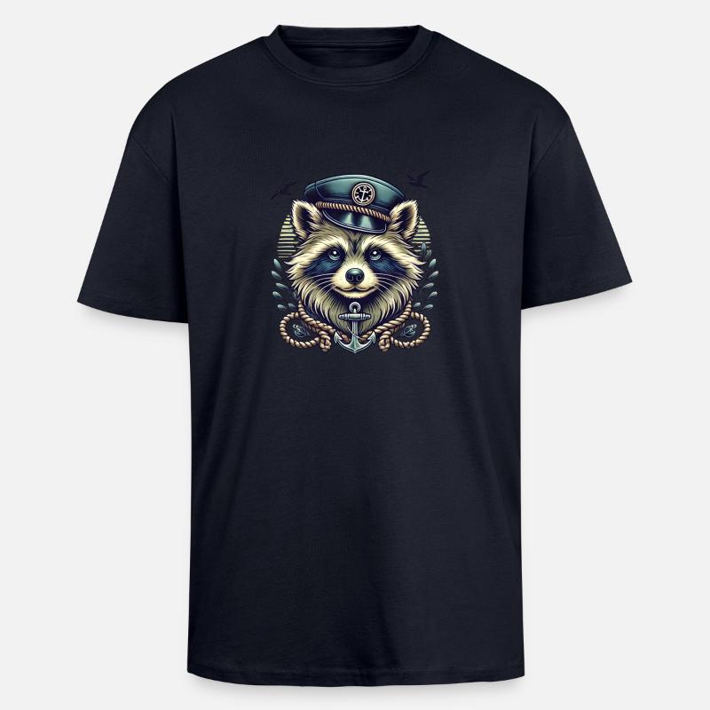 Maritimer Waschbär im SeemannslooK - Oversized Heavyweight Unisex T-Shirt - French Navy