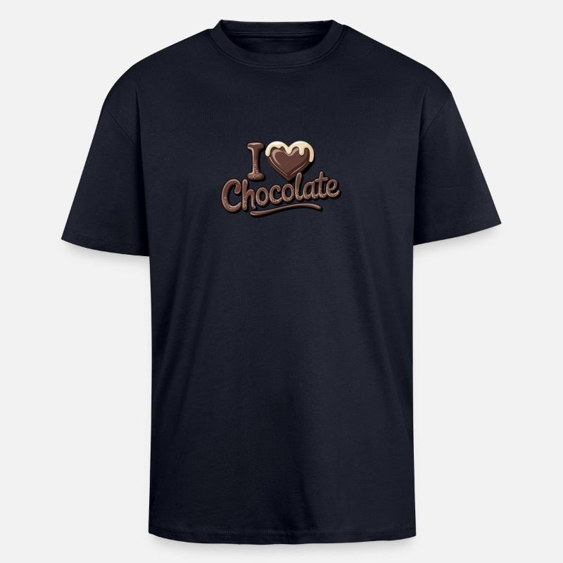 Chocolate Passion I Love Chocolate - Unisex Oversized Heavyweight T-shirt - french navy