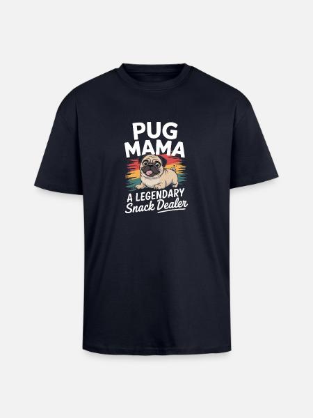 Pug Mama, Legendary Snack Dealer - Unisex Oversized Heavyweight T-shirt - french navy