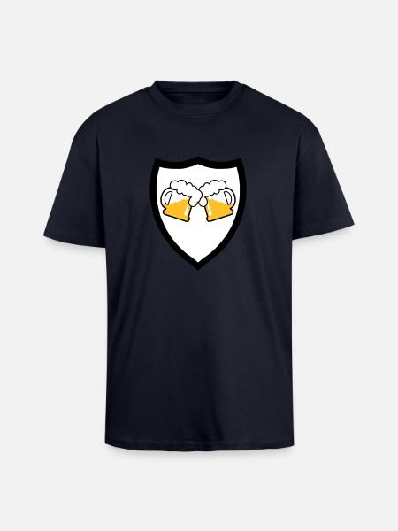 Bier Emblem 3c - Oversized Heavyweight Unisex T-Shirt - French Navy