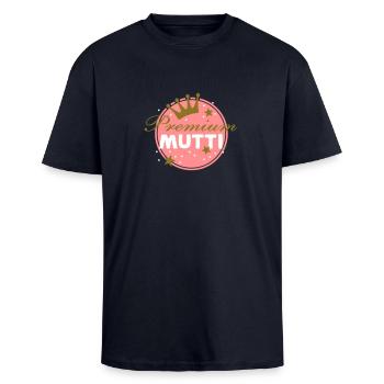 Premiumkreis Mutti - Oversized Heavyweight Unisex T-Shirt - French Navy - Vorne - Alina (178cm) & Michal (187cm)