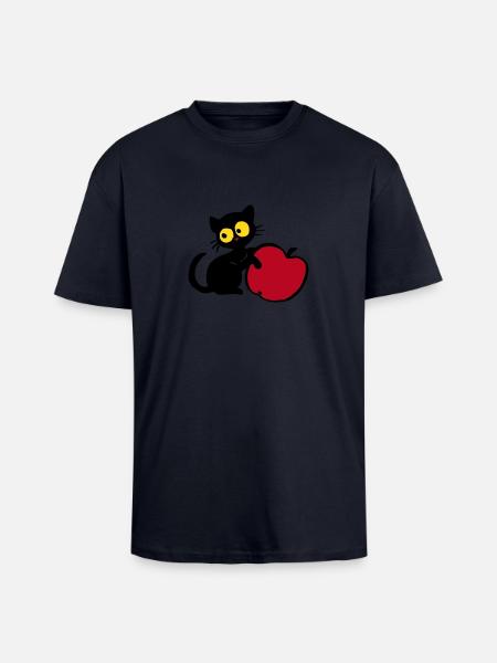 Kätzchen mit Apfel - Oversized Heavyweight Unisex T-Shirt - French Navy