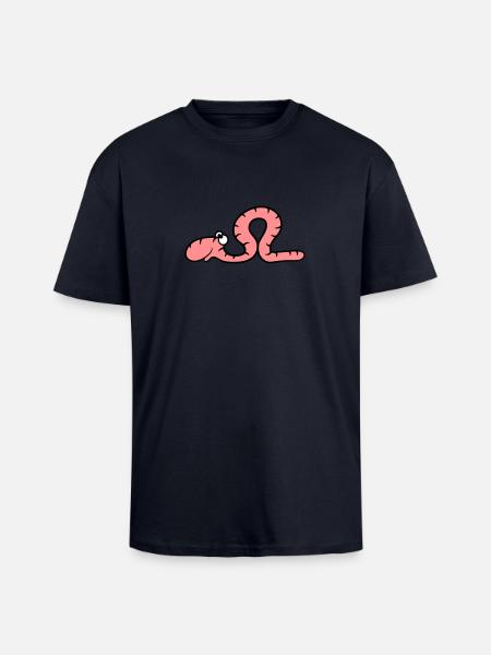 divertidos cómics gusano - Camiseta unisex oversize de tejido grueso - azul marino
