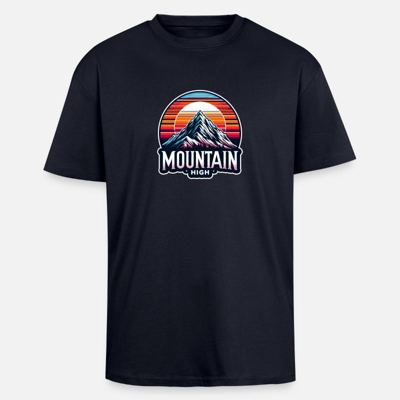 Mountain High - Berg Illustration - Unisex Oversized Heavyweight T-shirt - french navy