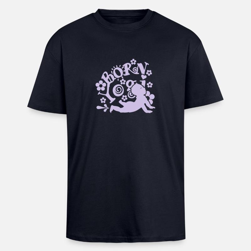 Born Yogi Baby (1c) - T-shirt unisexe oversize épais - bleu marine
