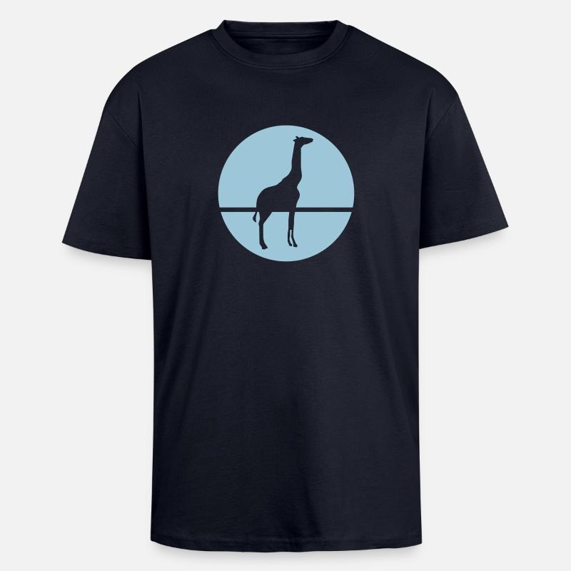 Giraffe - Oversized Heavyweight Unisex T-Shirt - French Navy