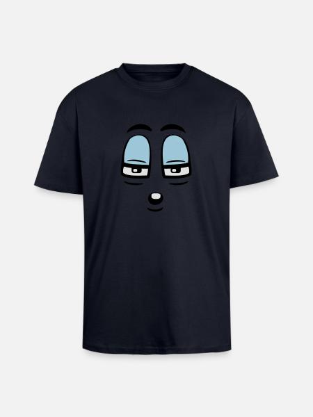Skeptical Comic Face Judgmental Gaze - Unisex Oversized Heavyweight T-shirt - french navy