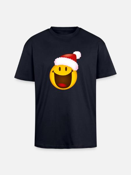 Smiley Glossy Big Happy Christmas - Unisex oversized T-shirt van zware kwaliteit - navy