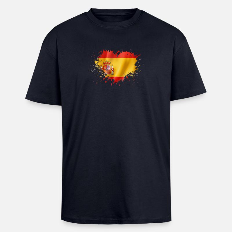 coeur espagne drapeau - T-shirt unisexe oversize épais - bleu marine