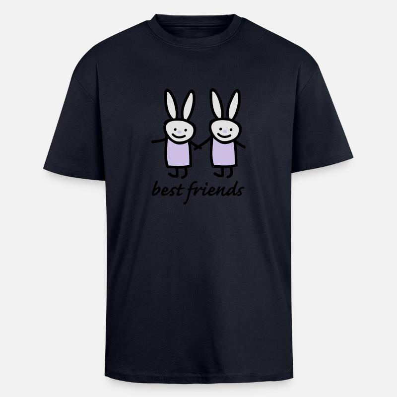 Beste Freunde Hasen - Oversized Heavyweight Unisex T-Shirt - French Navy