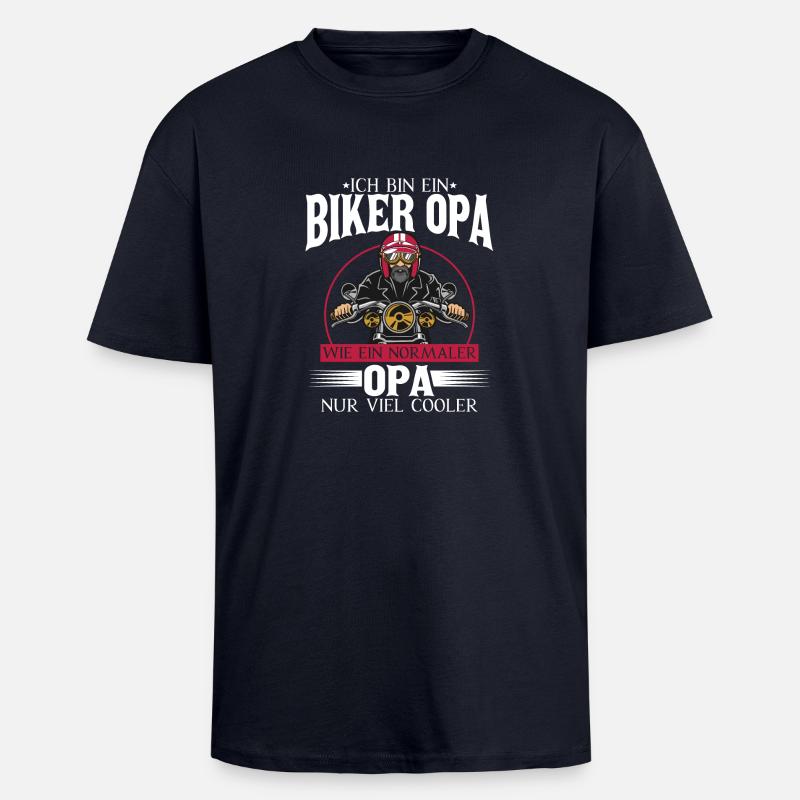 Biker Opa Geschenk - Oversized Heavyweight Unisex T-Shirt - French Navy
