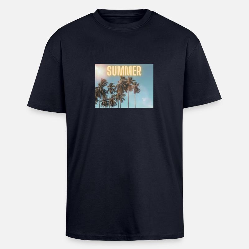 Palmen Sommer - Oversized Heavyweight Unisex T-Shirt - French Navy