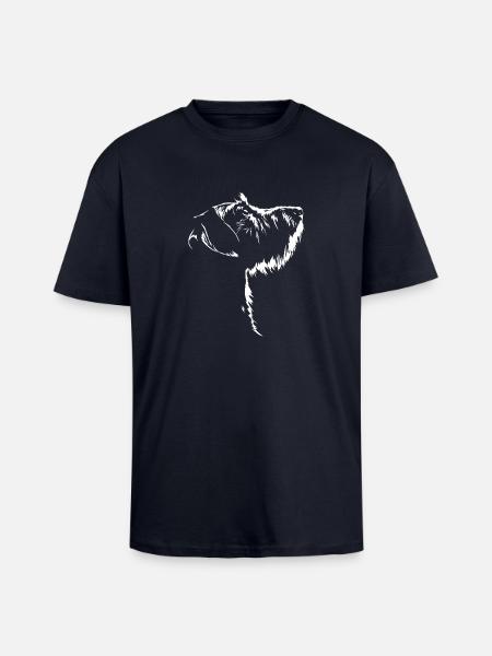 Strävhårig tax silhuett hund hund Wilsigns - Unisex oversized t-shirt i kraftig kvalitet - marinblå