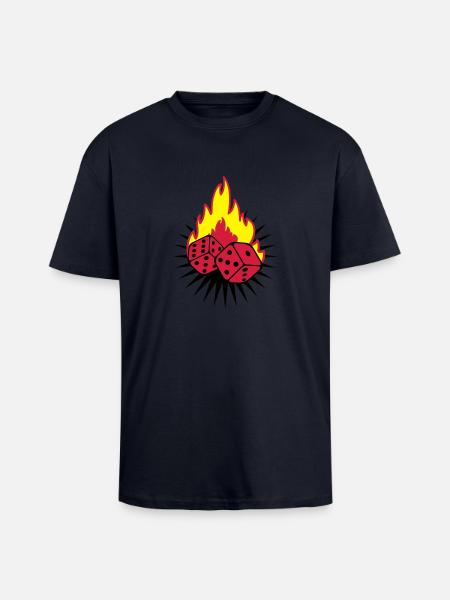 cubes_fire_f3 - T-shirt unisexe oversize épais - bleu marine