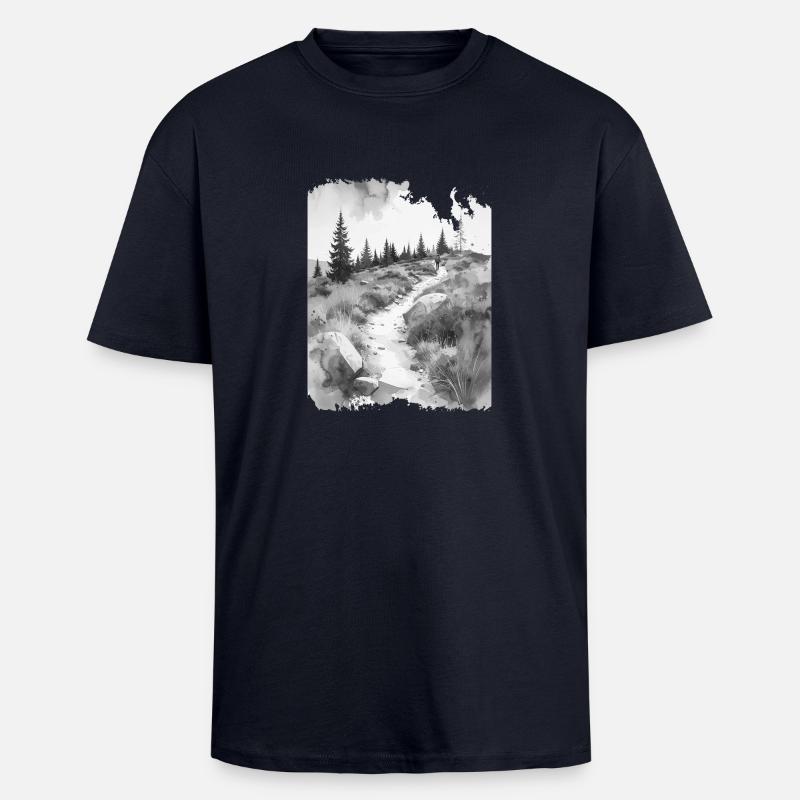 Wanderpfad greysplash - Oversized Heavyweight Unisex T-Shirt - French Navy