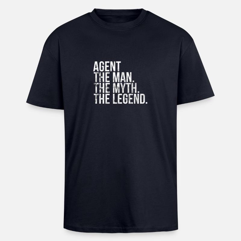 Agent d'idée cadeau - T-shirt unisexe oversize épais - bleu marine