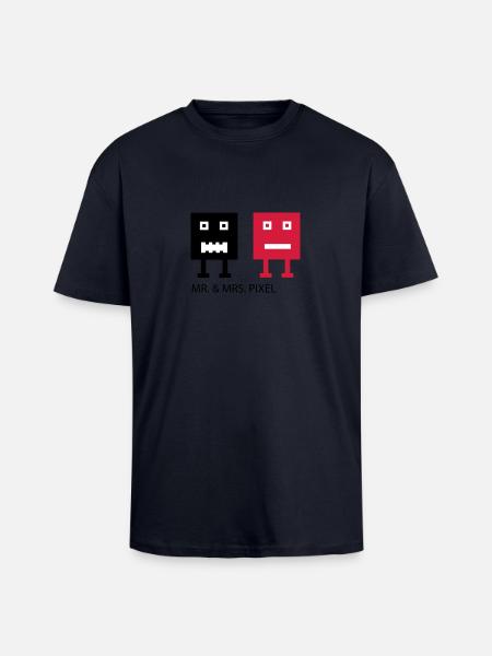 Mr & Mrs Pixel - Oversized Heavyweight Unisex T-Shirt - French Navy