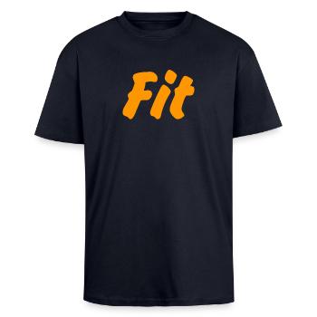 Fit - Unisex Oversized Heavyweight T-shirt - french navy - Front - Alina (178cm) & Michal (187cm)