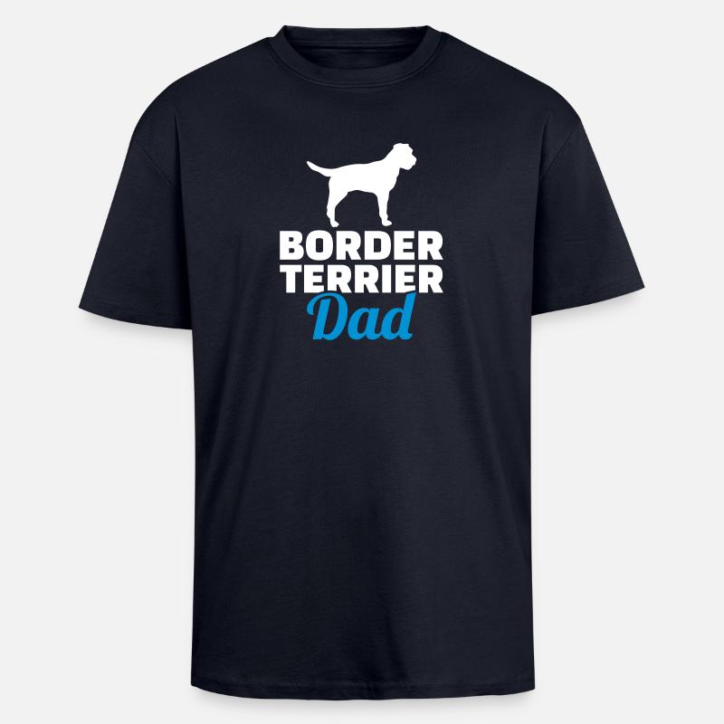 Border Terrier - Oversized Heavyweight Unisex T-Shirt - French Navy