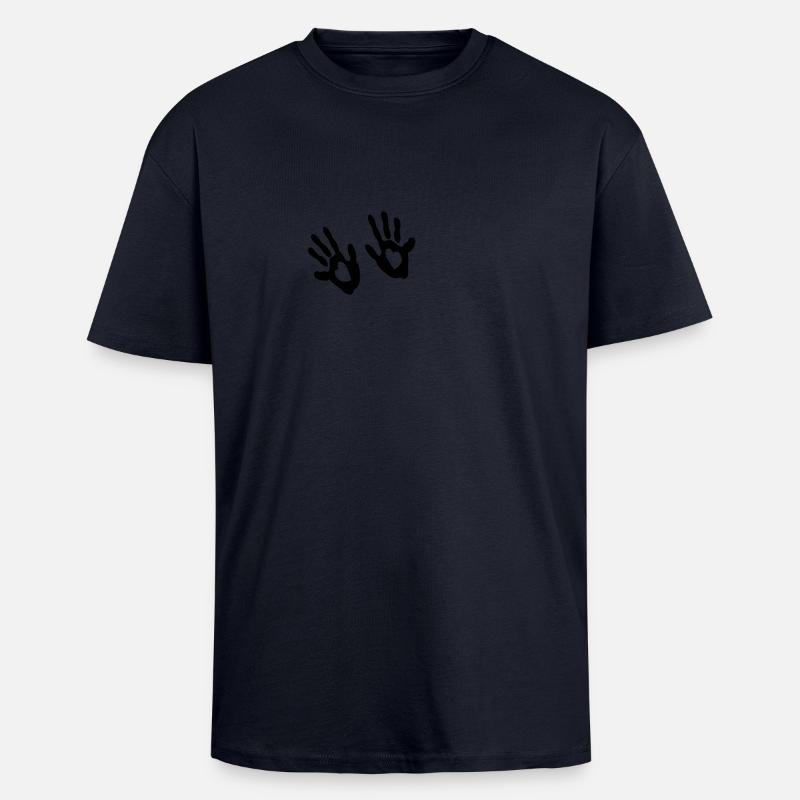 Bébé mains - cœur - T-shirt unisexe oversize épais - bleu marine