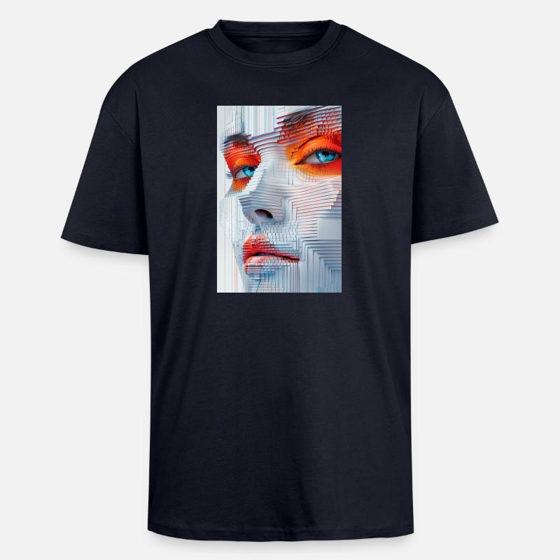 Fractemora - T-shirt unisexe oversize épais - bleu marine