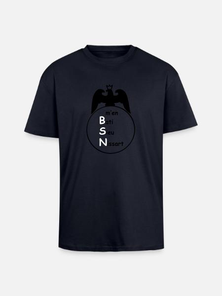 bsn - T-shirt unisexe oversize épais - bleu marine