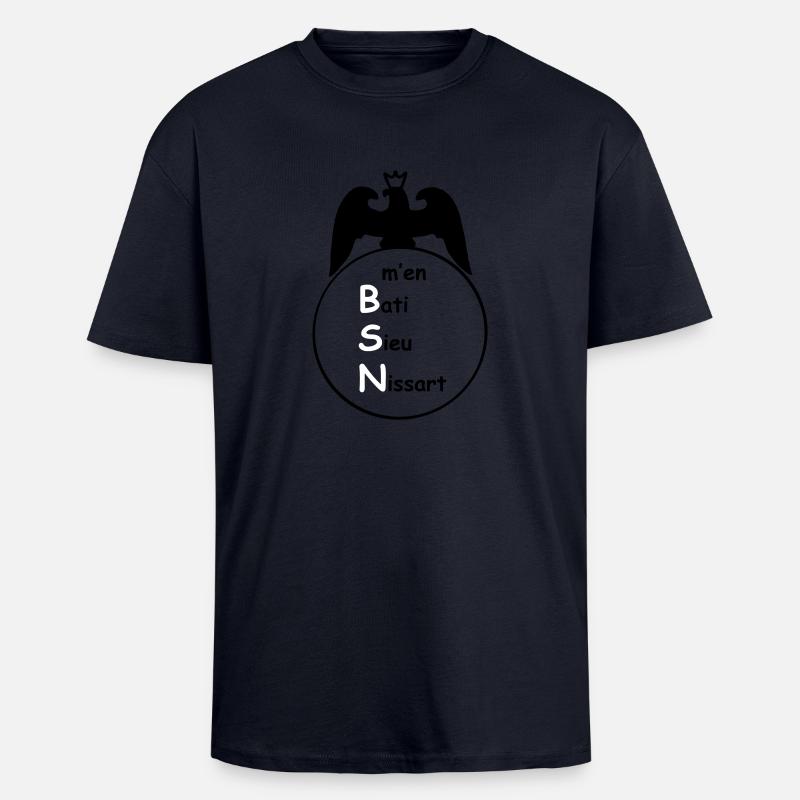 bsn - T-shirt unisexe oversize épais - bleu marine