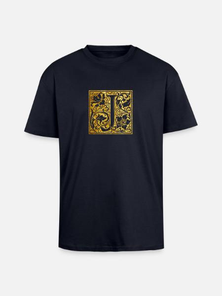 Initials-J - Unisex Oversized Heavyweight T-shirt - french navy