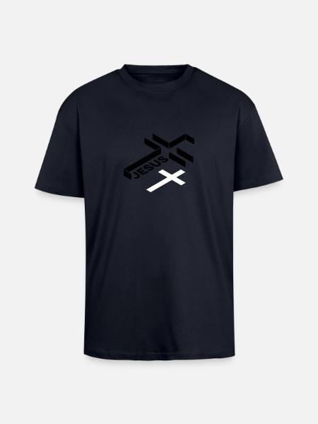 croix jésus - T-shirt unisexe oversize épais - bleu marine