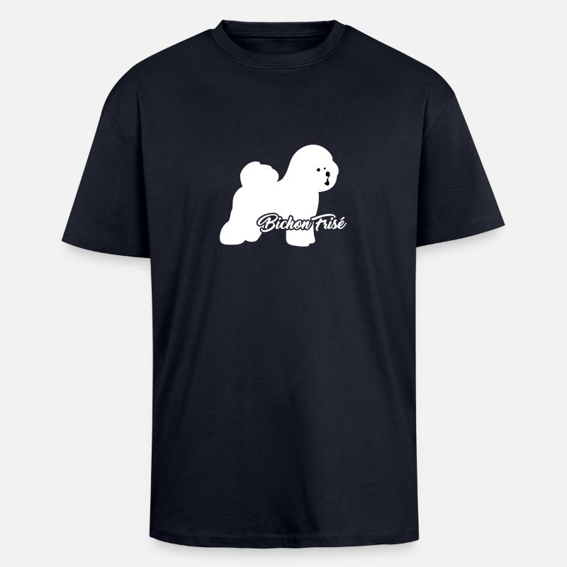 Bichon Frise - T-shirt unisexe oversize épais - bleu marine